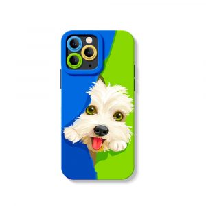 Playful Pup Portrait: Silicone Case for Apple iPhone Series