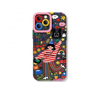 Vibrant Doodle Joy Silicone Case for Apple iPhone Series