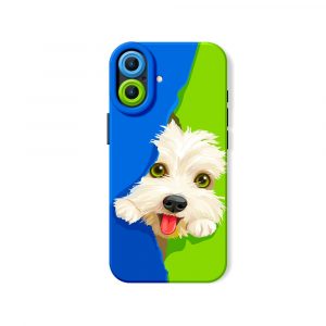 Playful Pup Portrait: Silicone Case for Apple iPhone Series