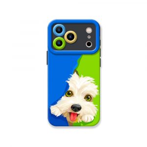 Playful Pup Portrait: Silicone Case for Apple iPhone Series