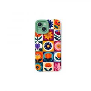 Floral Mosaic Charm Silicone Case for Apple iPhone Series