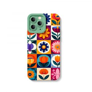 Floral Mosaic Charm Silicone Case for Apple iPhone Series