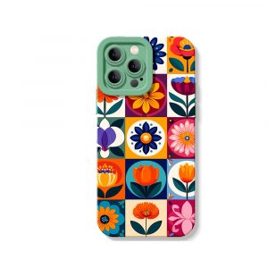 Floral Mosaic Charm Silicone Case for Apple iPhone Series