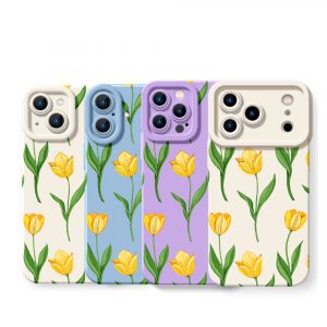 Yellow Tulip Garden Bloom Silicone Case for Apple iPhone Series