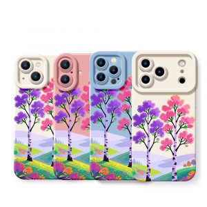 Vibrant Dreamscape Forest Silicone Case for Apple iPhone Series