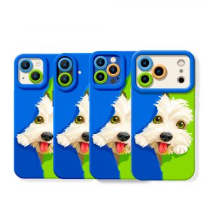 Playful Pup Portrait: Silicone Case for Apple iPhone Series