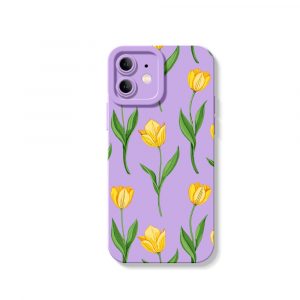 Yellow Tulip Garden Bloom Silicone Case for Apple iPhone Series
