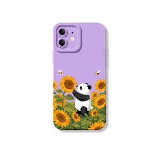 Panda in Sunflower Paradise Silicone Case for Apple iPhone Series