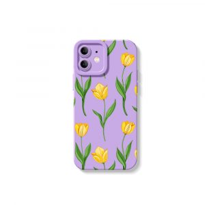 Yellow Tulip Garden Bloom Silicone Case for Apple iPhone Series