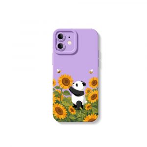 Panda in Sunflower Paradise Silicone Case for Apple iPhone Series