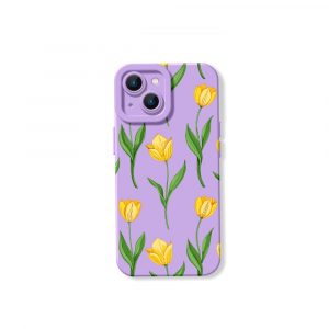 Yellow Tulip Garden Bloom Silicone Case for Apple iPhone Series