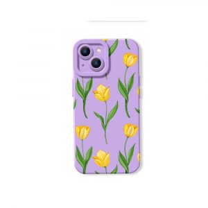 Yellow Tulip Garden Bloom Silicone Case for Apple iPhone Series