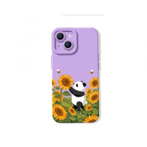 Panda in Sunflower Paradise Silicone Case for Apple iPhone Series
