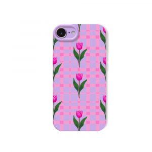 Vibrant Tulip Plaid Silicone Case for Apple iPhone Series