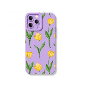 Yellow Tulip Garden Bloom Silicone Case for Apple iPhone Series