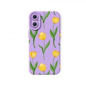 Yellow Tulip Garden Bloom Silicone Case for Apple iPhone Series