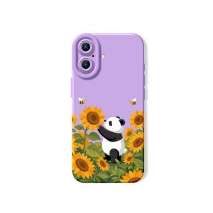 Panda in Sunflower Paradise Silicone Case for Apple iPhone Series