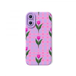 Vibrant Tulip Plaid Silicone Case for Apple iPhone Series