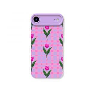Vibrant Tulip Plaid Silicone Case for Apple iPhone Series