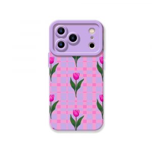 Vibrant Tulip Plaid Silicone Case for Apple iPhone Series