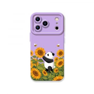 Panda in Sunflower Paradise Silicone Case for Apple iPhone Series