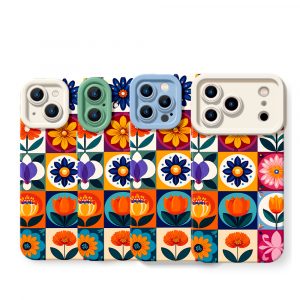 Floral Mosaic Charm Silicone Case for Apple iPhone Series