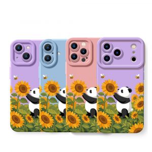 Panda in Sunflower Paradise Silicone Case for Apple iPhone Series