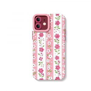 Floral Blossom Stripes: Silicone Case for Apple iPhone Series