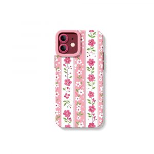 Floral Blossom Stripes: Silicone Case for Apple iPhone Series