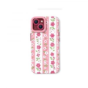 Floral Blossom Stripes: Silicone Case for Apple iPhone Series