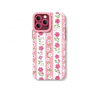 Floral Blossom Stripes: Silicone Case for Apple iPhone Series