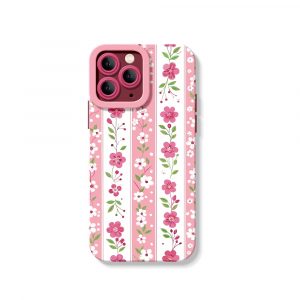 Floral Blossom Stripes: Silicone Case for Apple iPhone Series