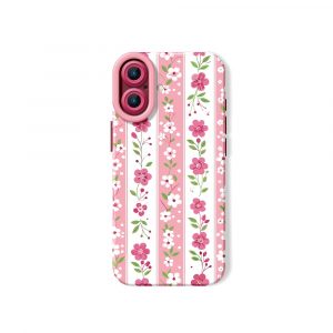 Floral Blossom Stripes: Silicone Case for Apple iPhone Series
