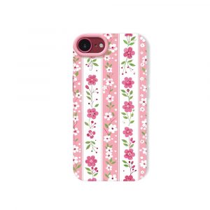 Floral Blossom Stripes: Silicone Case for Apple iPhone Series