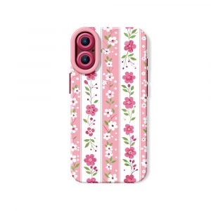 Floral Blossom Stripes: Silicone Case for Apple iPhone Series