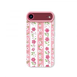Floral Blossom Stripes: Silicone Case for Apple iPhone Series