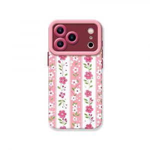 Floral Blossom Stripes: Silicone Case for Apple iPhone Series