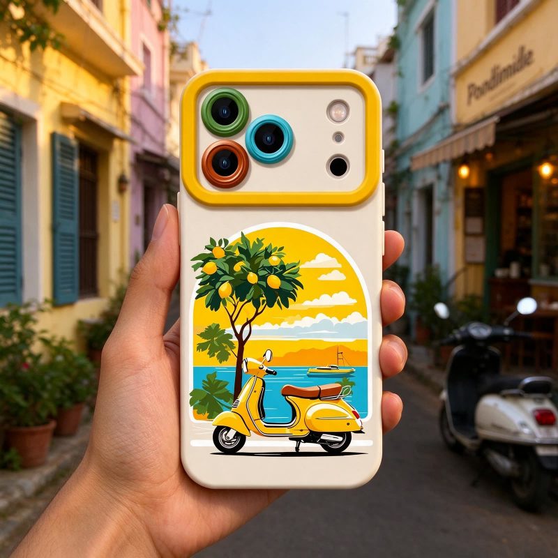 Sunny Vespa Ride Silicone Case for Apple iPhone Series on iPhone 17 Pro