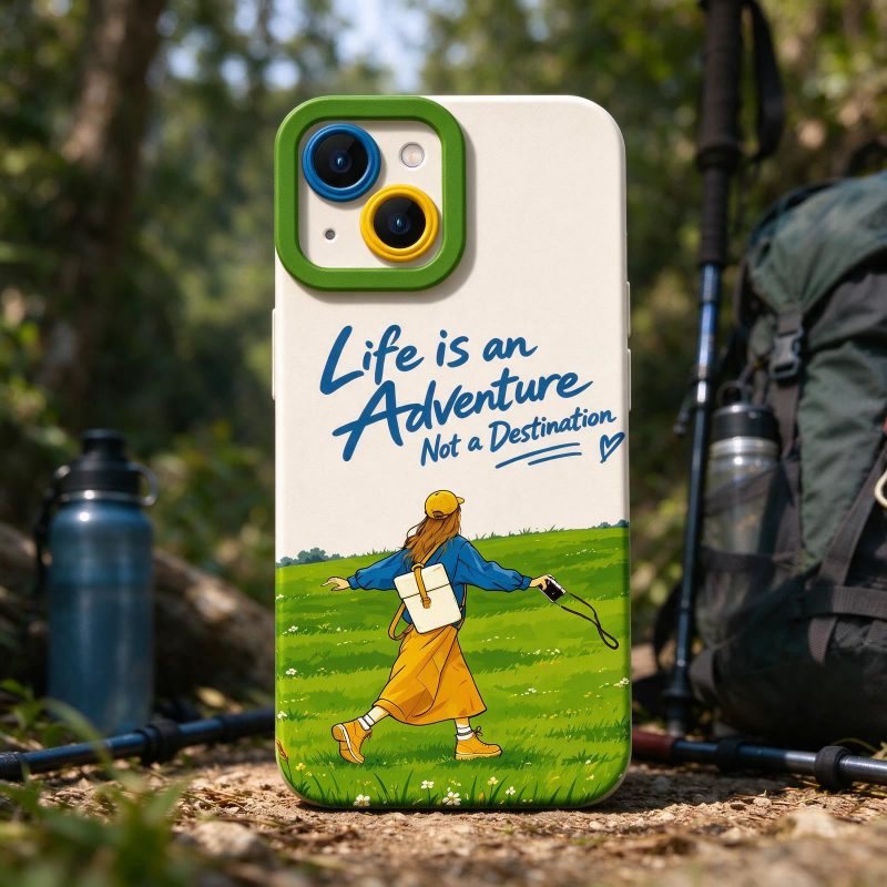 Adventure Awaits: Vibrant Girl in Nature Silicone Case for Apple iPhone Series on iPhone 15