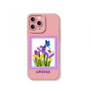 Blooming Crocus Garden Silicone Case for Apple iPhone Series
