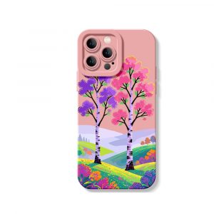 Vibrant Dreamscape Forest Silicone Case for Apple iPhone Series